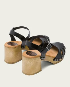 PORRONET Sandalias Tacón|Sandalia Tacón Medio Negra Sara