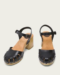 PORRONET Sandalias Tacón|Sandalia Tacón Medio Negra Sara