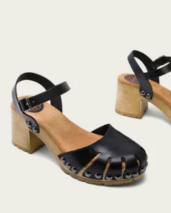 PORRONET Sandalias Tacón|Sandalia Tacón Medio Negra Sara