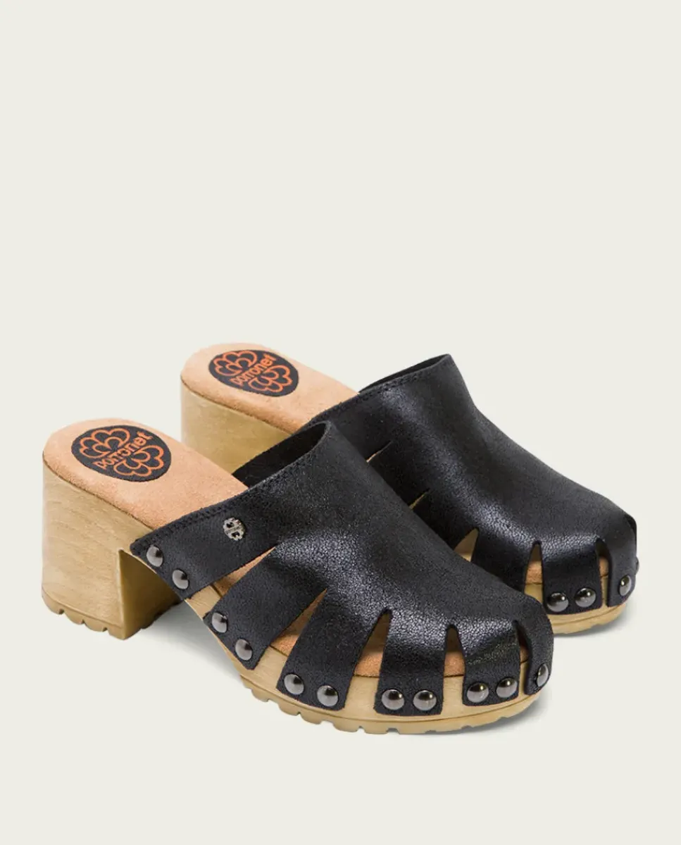 PORRONET Sandalias Tacón|Sandalia Tacón Medio Negro Samira