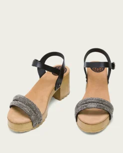 PORRONET Sandalias Tacón|Sandalia Tacón Medio Negro Plomo Serena