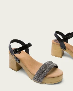 PORRONET Sandalias Tacón|Sandalia Tacón Medio Negro Plomo Serena