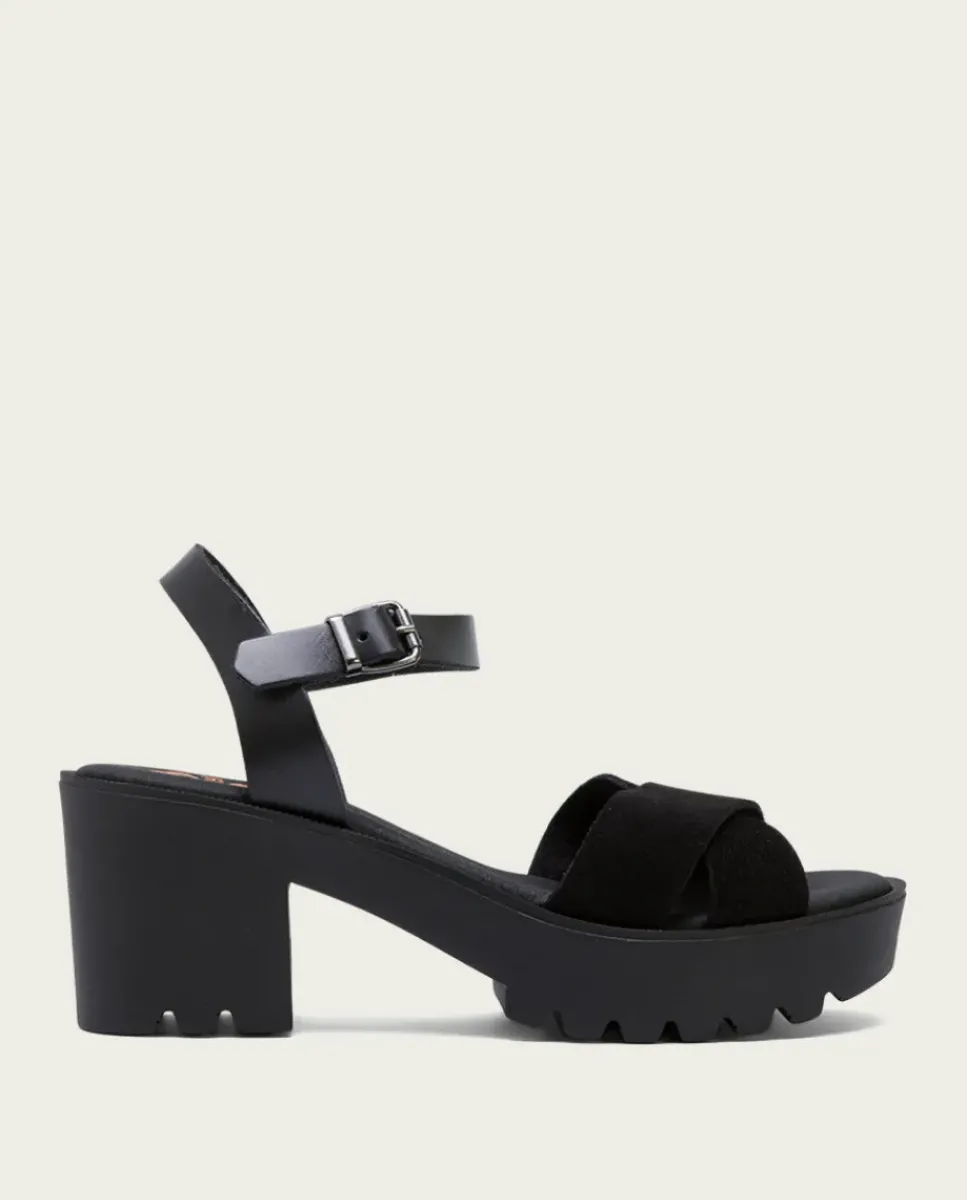 PORRONET Sandalias Tacón|Sandalia Tacón Medio Negro Anna