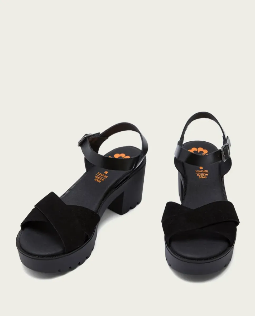 PORRONET Sandalias Tacón|Sandalia Tacón Medio Negro Anna