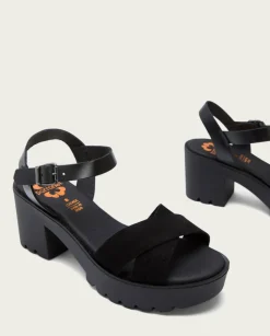 PORRONET Sandalias Tacón|Sandalia Tacón Medio Negro Anna