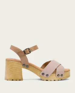 PORRONET Sandalias Tacón|Sandalia Tacón Medio Taupe Rosa Salma