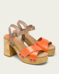 PORRONET Sandalias Tacón|Sandalia Tacón Naranja Vega