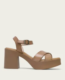 PORRONET Sandalias Tacón|Sandalia Tacón Piel Taupe Zoe
