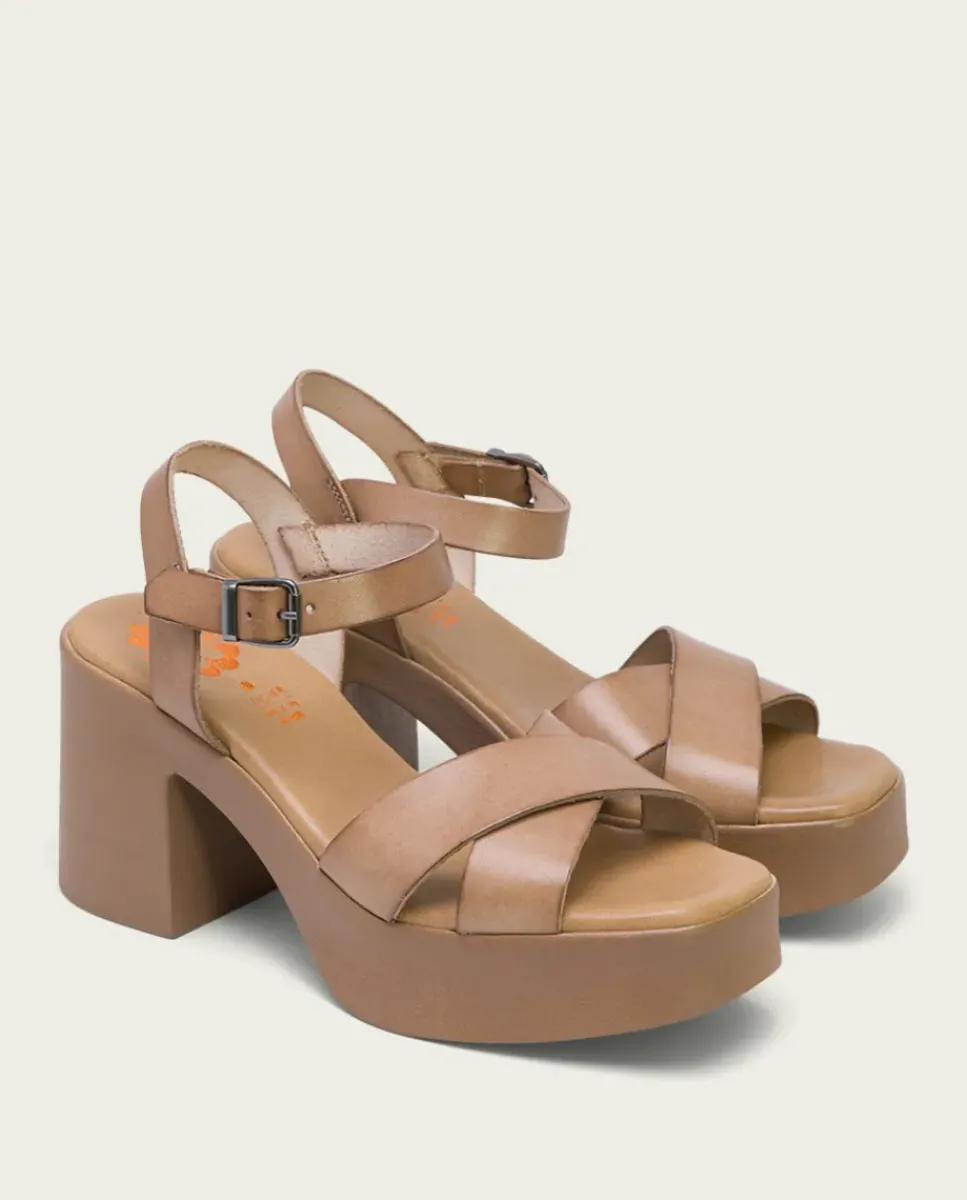 PORRONET Sandalias Tacón|Sandalia Tacón Piel Taupe Zoe