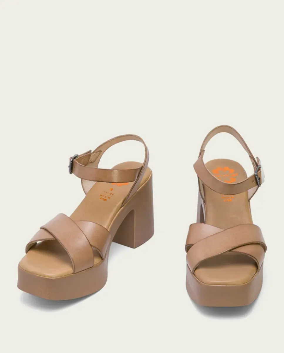 PORRONET Sandalias Tacón|Sandalia Tacón Piel Taupe Zoe