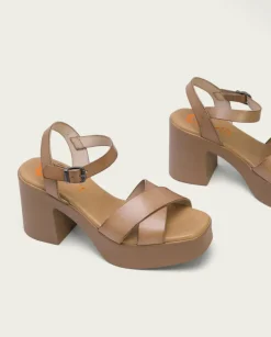 PORRONET Sandalias Tacón|Sandalia Tacón Piel Taupe Zoe