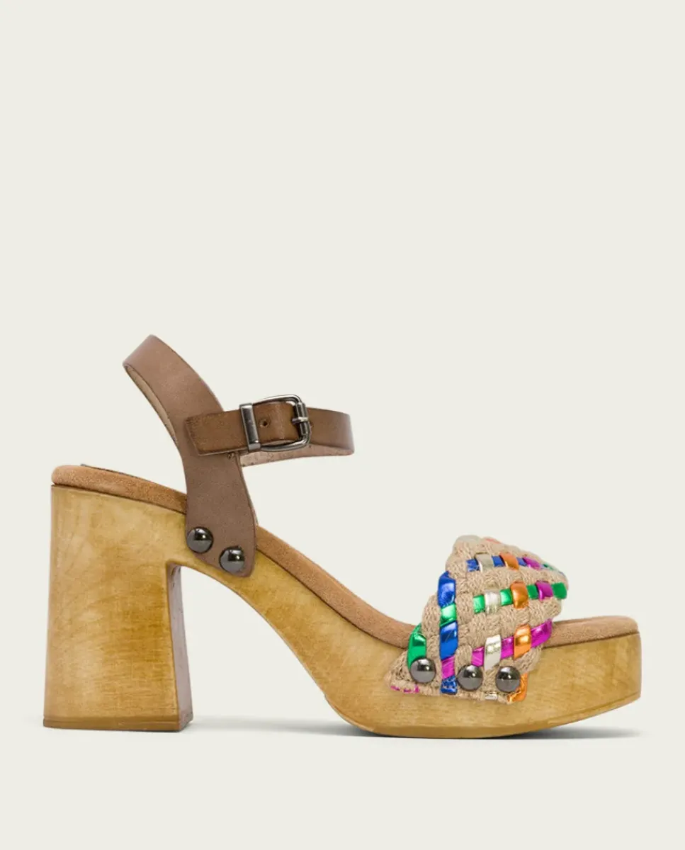 PORRONET Sandalias Tacón|Sandalia Tacón Piel Yute Vanesa