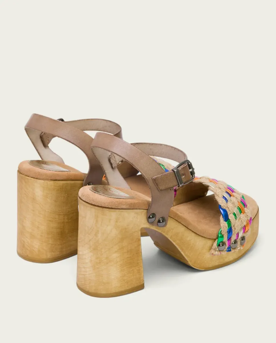PORRONET Sandalias Tacón|Sandalia Tacón Piel Yute Vanesa