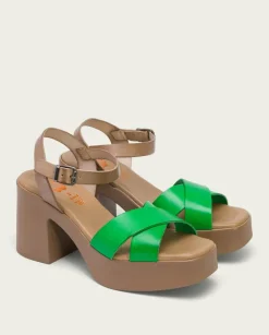 PORRONET Sandalias Tacón|Sandalia Tacón Piel Zoe Verde
