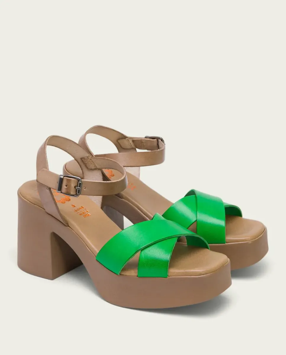 PORRONET Sandalias Tacón|Sandalia Tacón Piel Zoe Verde