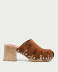 PORRONET Sandalias Tacón|Sandalia Tacón Serraje Cuero Gia