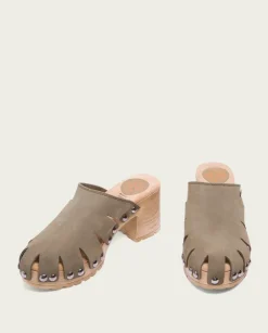 PORRONET Sandalias Tacón|Sandalia Tacón Serraje Kaki Gia