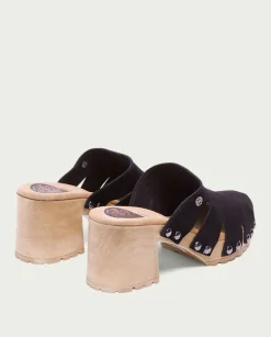 PORRONET Sandalias Tacón|Sandalia Tacón Serraje Negro Gia