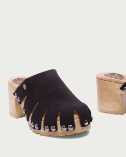 PORRONET Sandalias Tacón|Sandalia Tacón Serraje Negro Gia