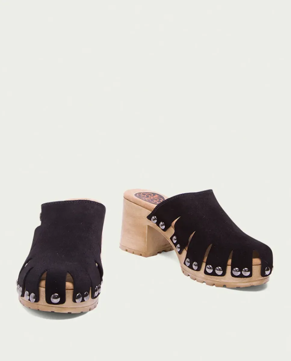 PORRONET Sandalias Tacón|Sandalia Tacón Serraje Negro Gia