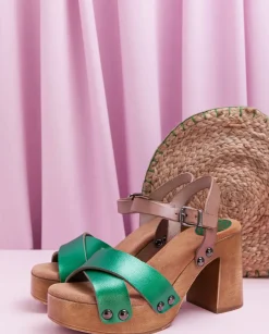 PORRONET Sandalias Tacón|Sandalia Tacón Verde Vega