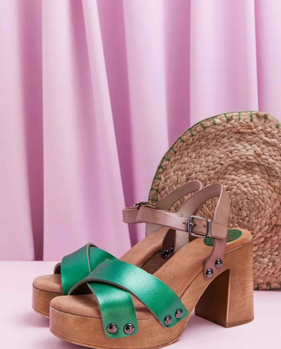 PORRONET Sandalias Tacón|Sandalia Tacón Verde Vega