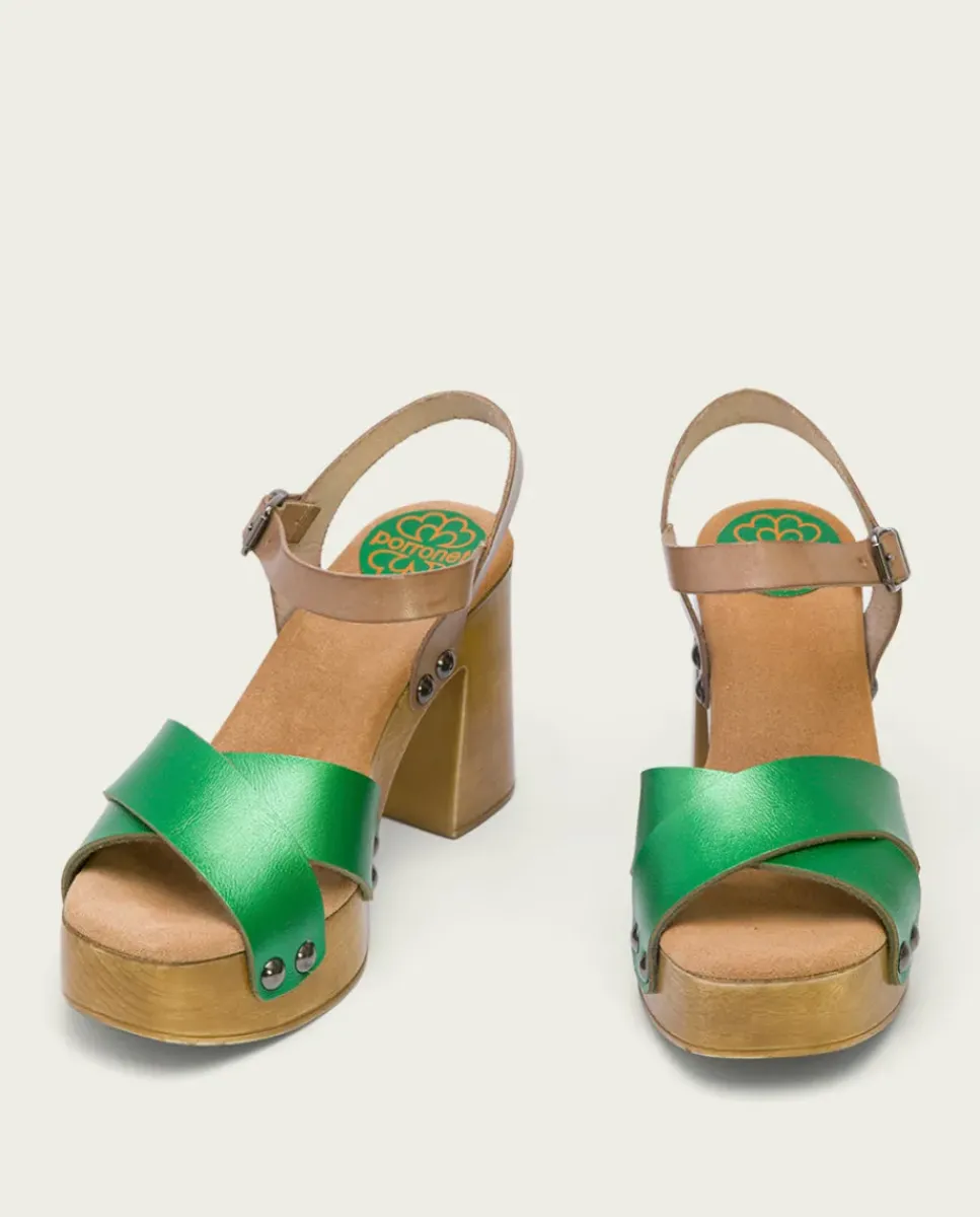 PORRONET Sandalias Tacón|Sandalia Tacón Verde Vega